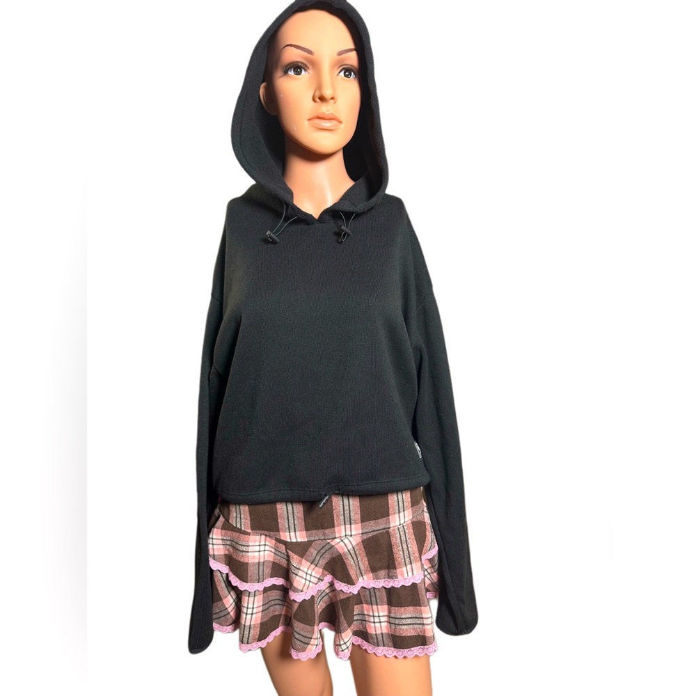 PINK Victoria's Secret Black Cropped Hooded Hoodie